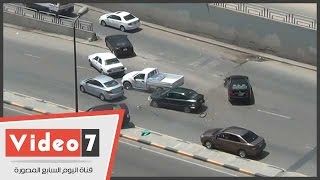 شاهد حادث تصادم بين 4 سيارات على محور أحمد عرابى