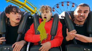 Our Brother THREW UP on the ROLLER COASTER!