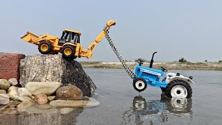 Muddy Auto Rickshaw And Tractor Help Jcb And Water Jump Muddy Cleaning  Tractor Video  Mud Toys 6