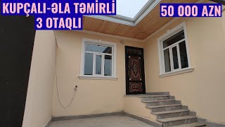 KUPÇALI, 1.5 SOTDA, 3 OTAQLİ - 75 KV, CÜT DAŞLA TİKİLMİŞ GENİŞ EV SATİLİR!!