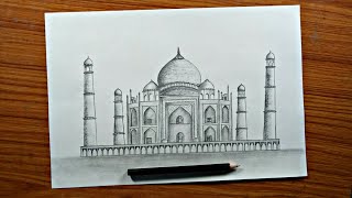 How to draw Taj mahal easy and step by step for kids and beginner's | tajmahal sketch drawing