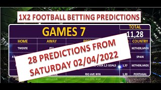 1X2 FOOTBALL PREDICTIONS - SATURDAY 02/04/2022 - FIXED BETTING ODDS - SOCCER TIPS - FOOTBALL GAMES
