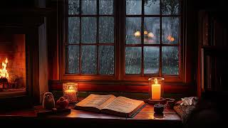 Autumn Evening Ambience with Relaxing Fireplace & Rain Sounds