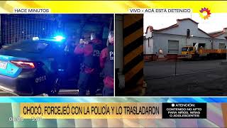 Momento tenso en vivo: Forcejeó al ser detenido y se quiso escapar por la ventana del patrullero