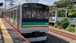 JR川崎新町駅を入線.通過.発車する列車。