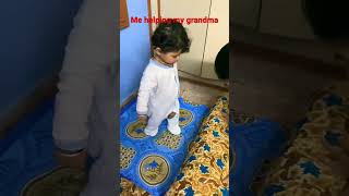 Baby Daivik helping his Grandma to unfold mattress #shorts