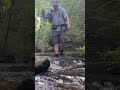 hiking over slippery rocks