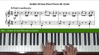 Gedike 50 Easy Piano Pieces Op. 46 No. 48 Etude Tutorial