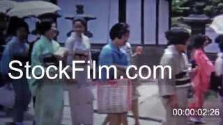 1972: Women walking to a function in traditional Japanese kimono dress. Okayama, JAPAN