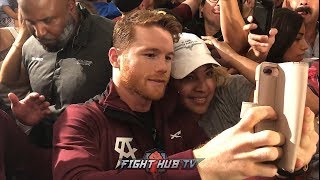 CANELO SHOWS MAD LOVE TO FANS IN VEGAS! TAKES SELFIES WHILE GETTING MOBBED AT GRAND ARRIVAL