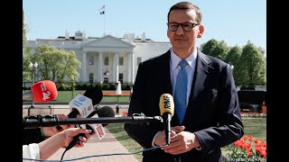 Mateusz Morawiecki - briefing prasowy szefa rządu przed White House w Waszyngtonie.