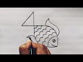 how to draw fish drawing from number 4 easy fish drawing for beginners