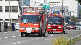 【緊急走行】静岡市消防局 清水救助1（非常用車代替運用）・清水資機搬1　水難救助第1出動