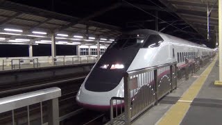 夜の那須塩原駅　列車発着と通過　東北新幹線