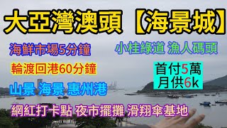 惠州大亞灣澳頭【海景城】5萬首付做業主！頭排海景房！發展商最高送56萬首付！回港60分鐘！海鮮街5分鐘！