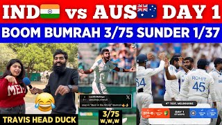 AUS🇦🇺 311/6 Boom Bumrah 3/75 IND🇮🇳 vs AUS🇦🇺 Day 1 Stumps || Head Duck || Pak Public Reactions