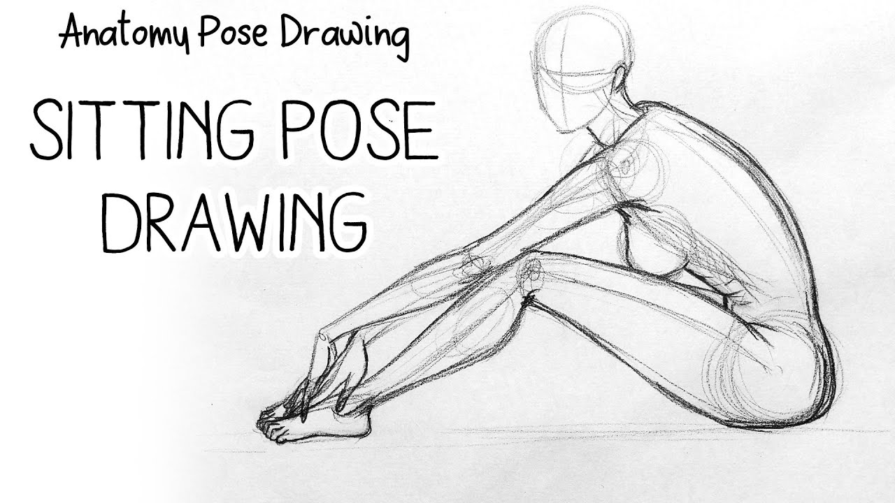 How To Draw Female Sitting Pose | Female Body Anatomy Drawing - YouTube