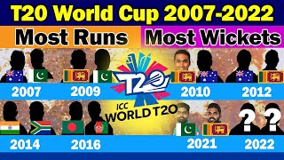 🏆All T20 World Cups Most Runs & Most Wickets by Year (2007-2022)😳 All time ICC T20 World Cup Records