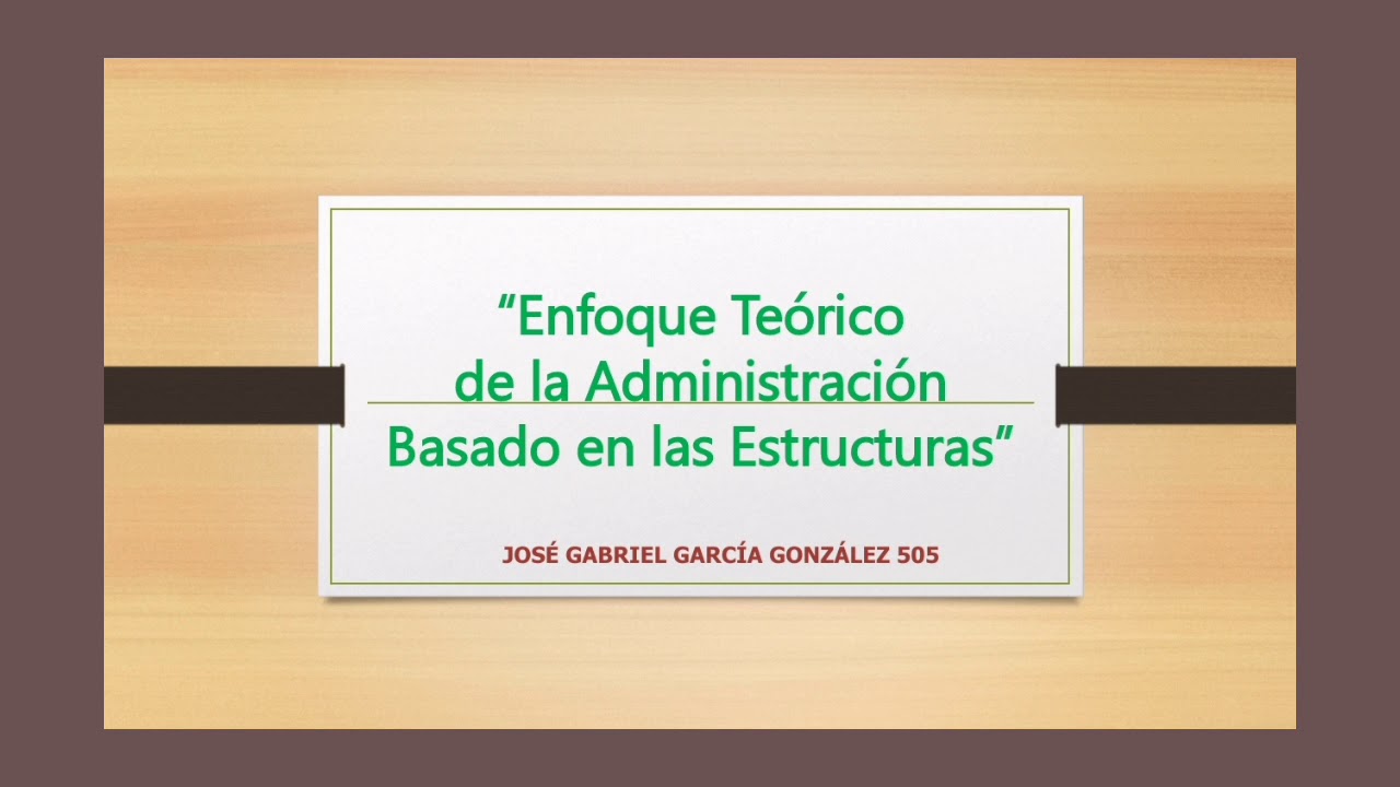 Vídeo De Enfoque Teórico De La Administración Basado En Las Estructuras ...