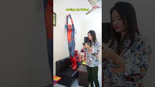 Almost caught !! 😂😂😂  Spider-Man and little Spidey Best spider slack funny TikTok video #shorts