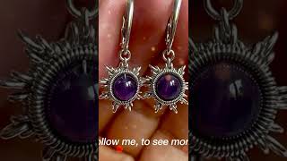 Original Handmade Wire Earrings with Amethysts. #jewellerymaking #jewelry #wirewrappedjewelry