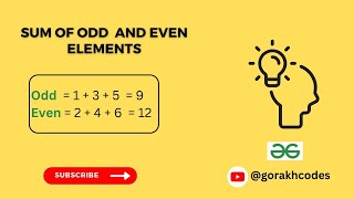 Sum of odd and even elements || @GeeksforGeeks || Problem Solving || Solution || Gorakh Codes