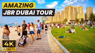 4K Amazing Jumeirah Beach Residence Walking Tour (JBR) | JBR Beach Dubai | Dubai Walking Tour