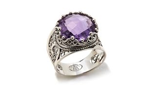 Ottoman Silver Jewelry 5ct Amethyst Filigree Ring