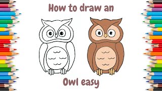 How to draw an Owl easy steps | Owl drawing step by step for kids | Drawing Tutorials