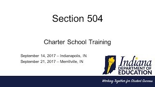 IDOE Charter School Training - 504
