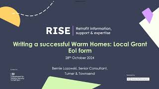 Writing a successful Warm Homes: Local Grant EOI Form | RISE Masterclass