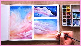 How to Paint Cotton Candy Clouds with Watercolors for Beginners | Art Journal Thursday Ep. 17