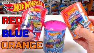 THE MAGIC OF 🔥 HOT WHEEL COLOR REVEAL COLOR SHIFTERS: RED BLUE AND ORANGE X 2 CARS