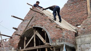 Building the letter A of the roof -Amazing Construction Skill | Hung Building House