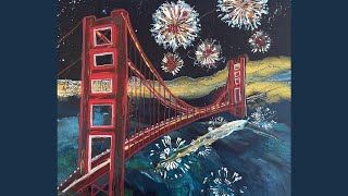 How to Create a Stunning Golden Gate Bridge Fireworks Painting with Acrylic Pouring Secrets