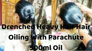 Heavy hair oiling with 500ml Oil | Champi | Heavy hair oiling and Braiding Hairstyles l Combing l