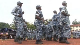 Overweight Ugandan police officers getting into shape