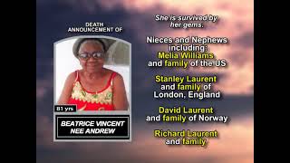 Beatrice Vincent nee Andrew ~ Long Obituary