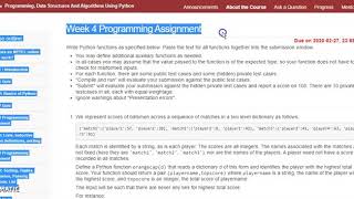 Week 4 Programming Assignment | Programming, Data Structures and algorithms using Python (2020)