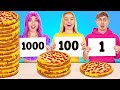 EXTREME 1000 LAYERS OF FOOD CHALLENGE || Big VS Medium VS Small Plate by 123 GO! FOOD