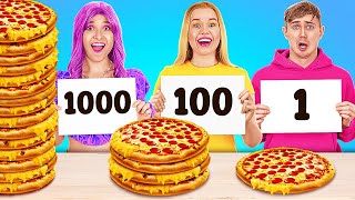 EXTREME 1000 LAYERS OF FOOD CHALLENGE || Big VS Medium VS Small Plate by 123 GO! FOOD