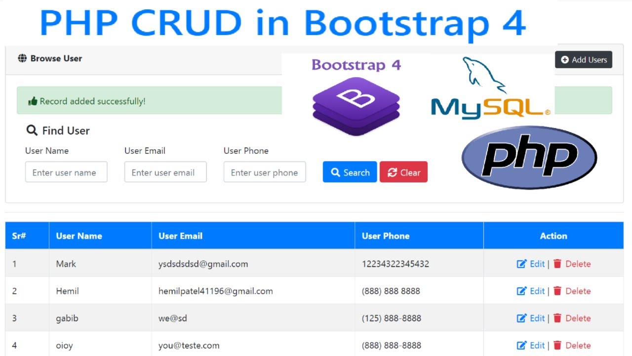 Como Hacer Un Crud En Php Y Mysql Y Bootstrap 4 Leer Agregar Images ...