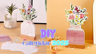 How to make Blooming flowers Desk Calendar 2025/ DIY cute floral desk calendar