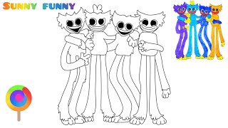 4 Version Huggy Wuggy Coloring Pages / How To Draw Huggy Wuggy