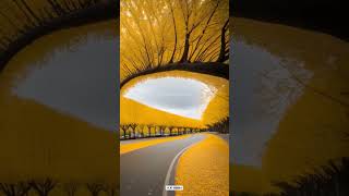 Yellow Spring Road Japan #ytshort #travel #shorts