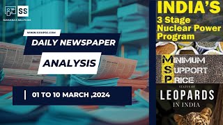 1 to 10 March 2024 - DAILY NEWSPAPER ANALYSIS IN KANNADA | CURRENT AFFAIRS IN KANNADA 2024 |