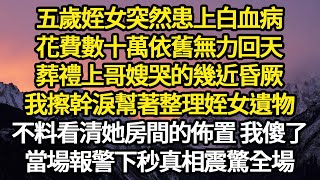 五歲姪女突然患上白血病，花費數十萬依舊無力回天，葬禮上哥嫂哭的幾近昏厥，我擦幹淚幫著整理姪女遺物，不料看清她房間的佈置 我傻了#故事#悬疑#人性#刑事#人生故事#生活哲學#為人哲學