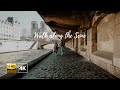 [4K] Walking along the Seine river in Paris | Cinematic Paris Walk (Binaural city Sounds)