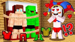 TIED JJ and Mikey VS POMNI in Minecraft Challenge - Maizen