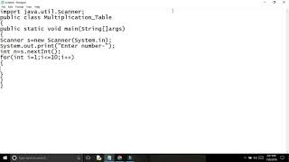 Java program for print multiplication table upto 10.